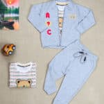 Kids 3 Pcs Set (Jacket + T-shirt + Pant) - Sky Blue