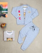 Kids 3 Pcs Set (Jacket + T-shirt + Pant) - Sky Blue