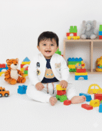 Kids 3 Pcs Set  (Jacket + T-shirt + Pant) - White - Image 2